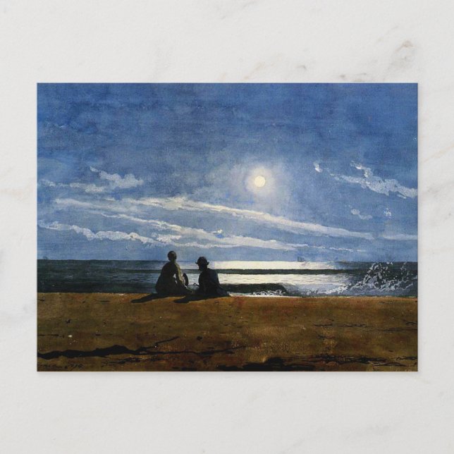 Winslow Homer watercolor, Moonlight Postcard (Front)