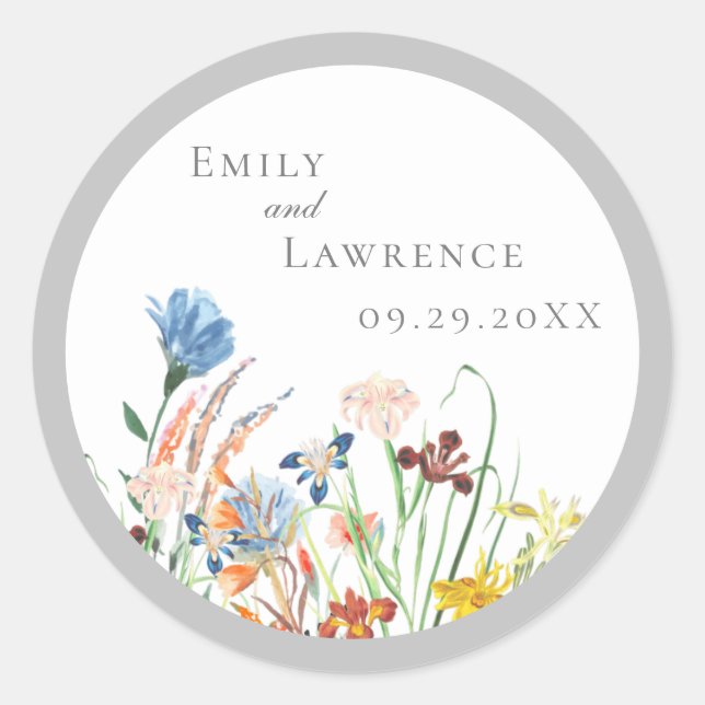 Winsome Wildflower Wedding Sticker (Front)