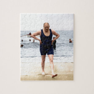 Winston Churchill at the seaside Jigsaw Puzzle