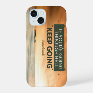 Winston Churchill Inspirational Quote "Keep going" iPhone 15 Case
