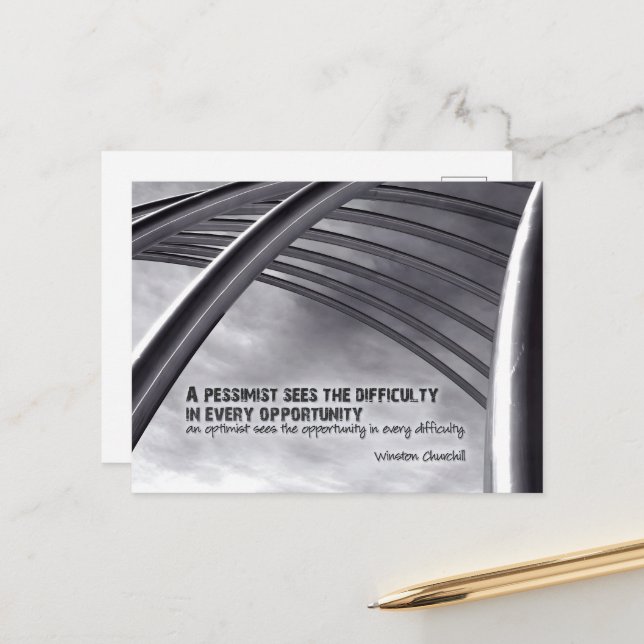 Winston Churchill Inspirational Quote Opportunity Postcard (Front/Back In Situ)