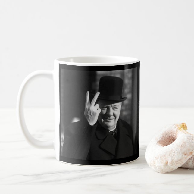 Winston Churchill Mug - Quote 18 (With Donut)