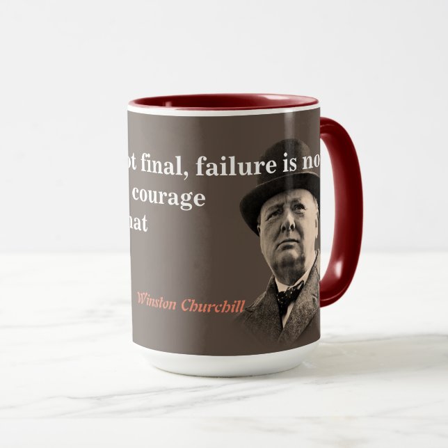 Winston Churchill Quote On Courage Mug (Front Right)