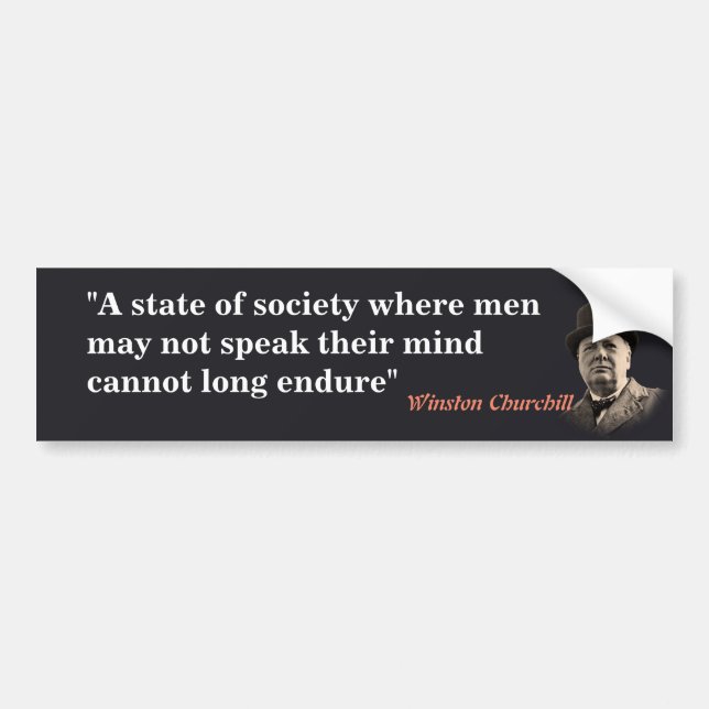Winston Churchill Quote On Free Speech Bumper Sticker (Front)