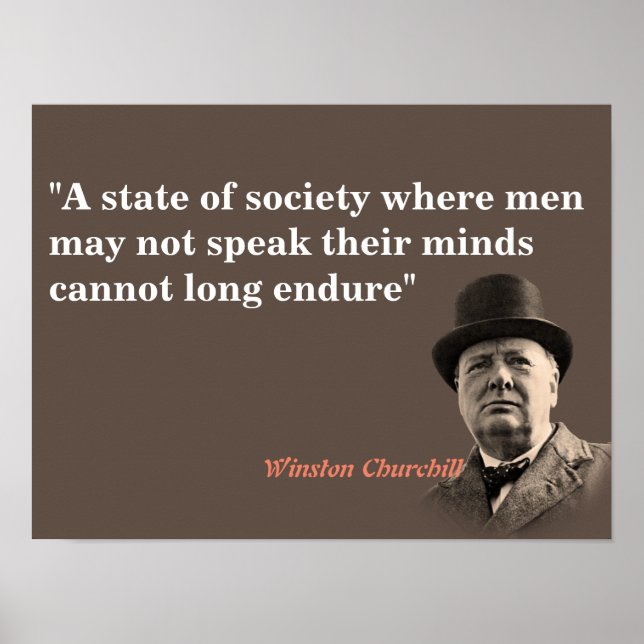 Winston Churchill Quote On Free Speech Poster (Front)