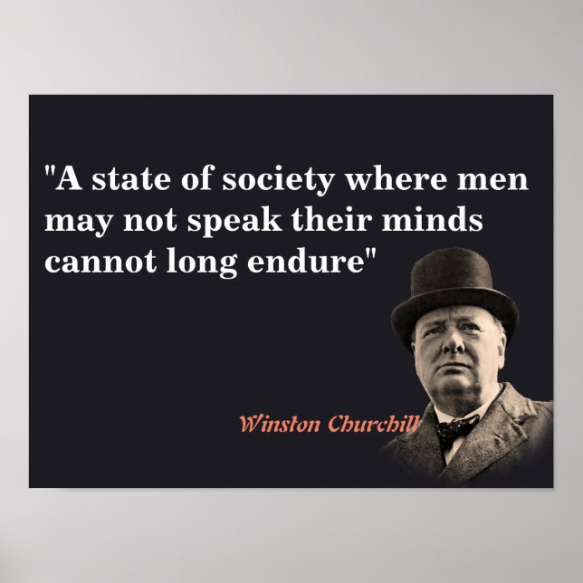 Winston Churchill Quote On Free Speech Poster (Front)