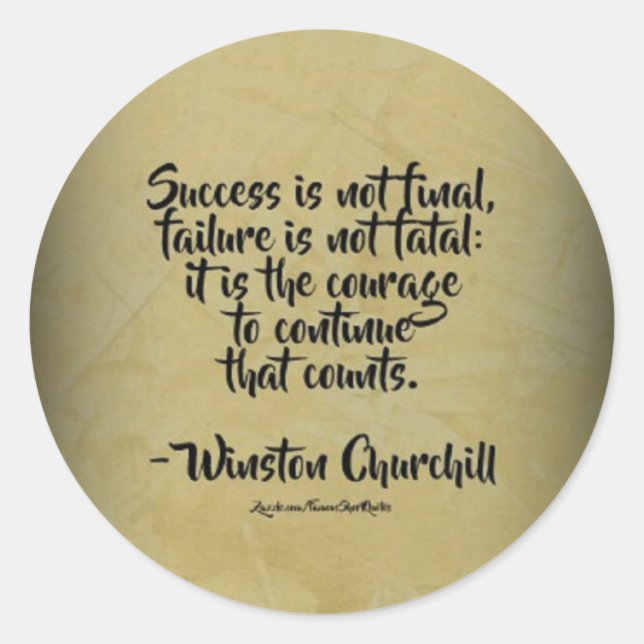 Winston Churchill Quote; Success Classic Round Sticker (Front)