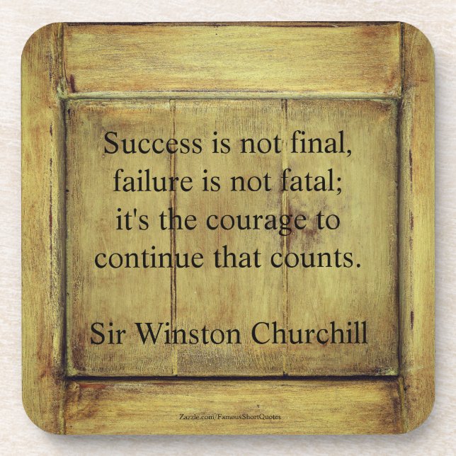 Winston Churchill Quote; Success Rustic Aged Wood Coaster (Front)