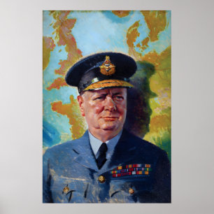 Winston Churchill RAF Uniform Poster WWII
