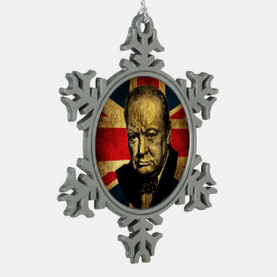Winston Churchill Snowflake Pewter Christmas Ornament