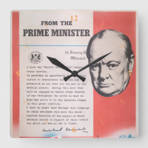 Winston Churchill Square Wall Clock