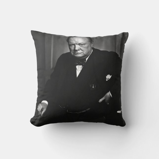 Winston Churchill Throw Pillow (Front)