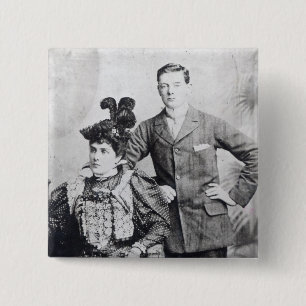 Winston Churchill with his mother 2 Inch Square Button