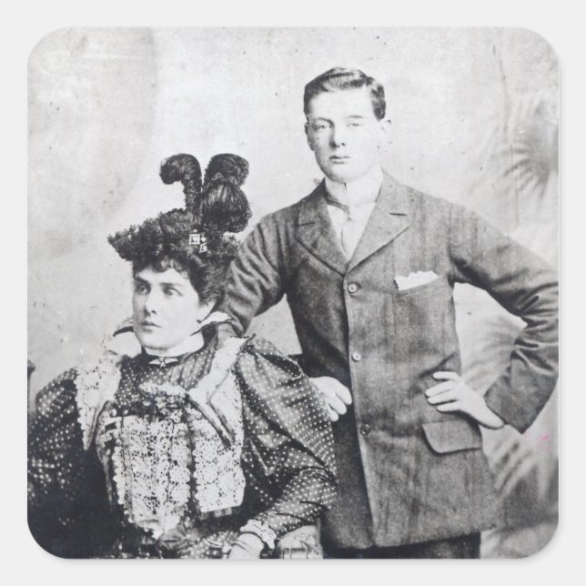 Winston Churchill with his mother 2 Square Sticker (Front)