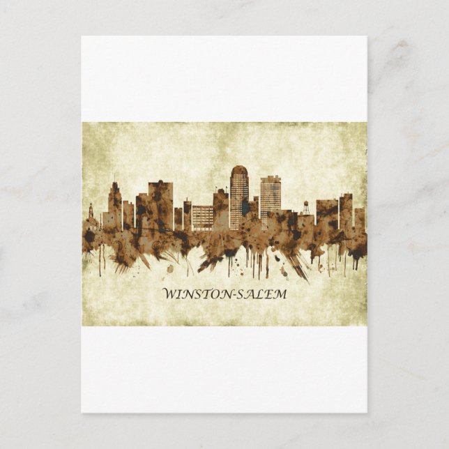 Winston-Salem North Carolina Cityscape Invitation Postcard (Front)
