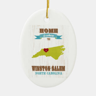 Winston Salem, North Carolina Map – Home Is Wher Ceramic Ornament