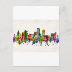 Winston-Salem North Carolina Skyline Holiday Postcard