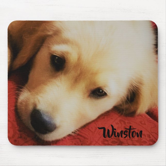 Winston the Golden Retriever Puppy, Mousepad (Front)