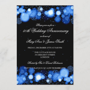Winter 50th Wedding Anniversary Blue Invitation