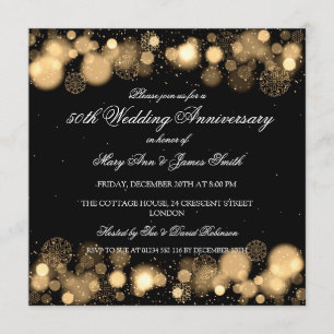 Winter 50th Wedding Anniversary Gold Invitation