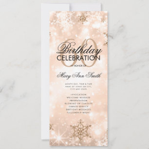Winter 60th Birthday Program Rose Gold Menu