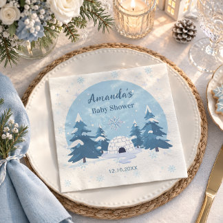Winter A Little Snowflake Winter Baby Shower Napkin