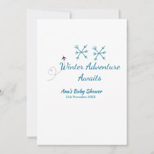 Winter Adventure awaits baby shower blue snowflake Invitation