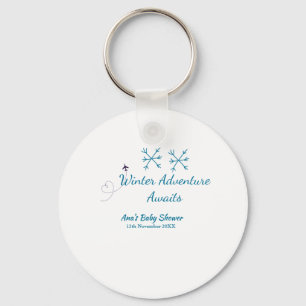Winter Adventure awaits baby shower blue snowflake Keychain