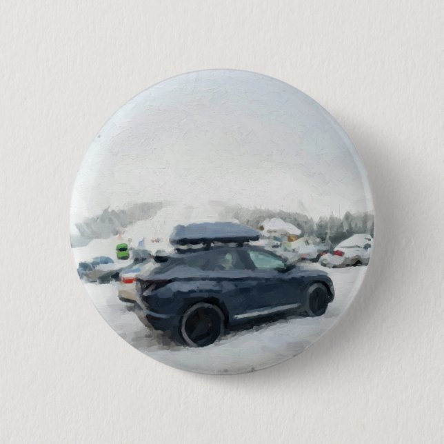 Winter Adventure Parking Scene 2 Inch Round Button (Front)
