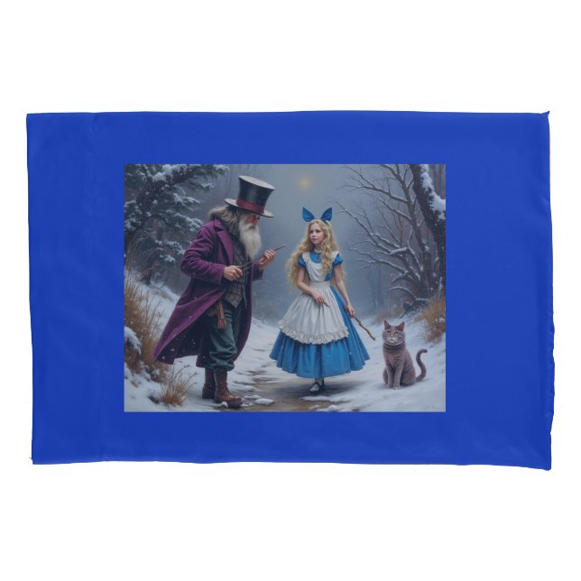 Winter Alice blue standard pillowcase (Front)