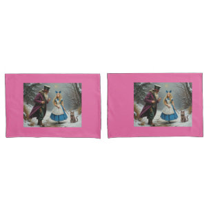 Winter Alice pink standard pillowcases pair