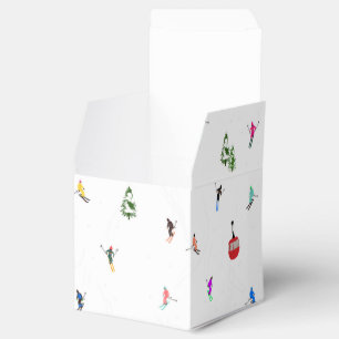 Winter Alpine Skiers Ski Pattern Favor Box