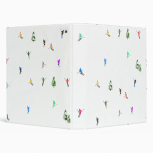 Winter Alpine Skiers Skiing Ski Skis Pattern Binder