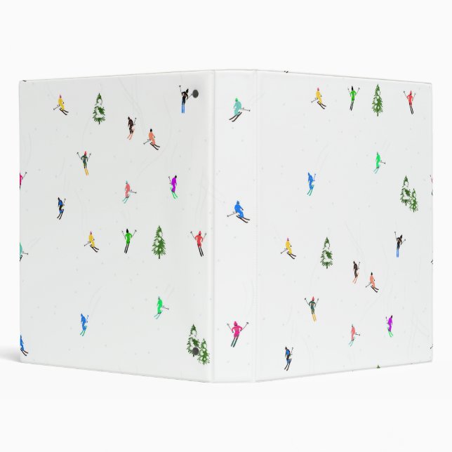 Winter Alpine Skiers Skiing Ski Skis Pattern Binder (Background)