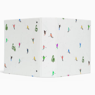 Winter Alpine Skiers Skiing Ski Skis Pattern Binder