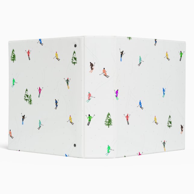 Winter Alpine Skiers Skiing Ski Skis Pattern Binder (Background)