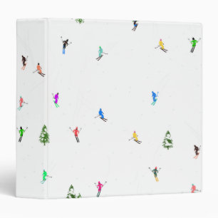 Winter Alpine Skiers Skiing Ski Skis Pattern Binder