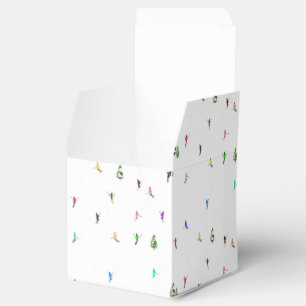 Winter Alpine Skiers Skiing Ski Skis Pattern Favor Box