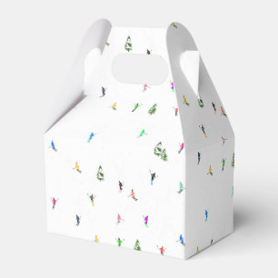 Winter Alpine Skiers Skiing Ski Skis Pattern Favor Box