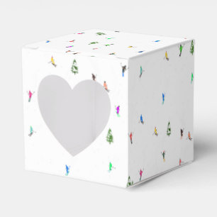 Winter Alpine Skiers Skiing Ski Skis Pattern Favor Box