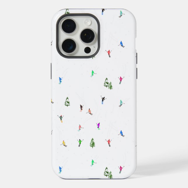 Winter Alpine Skiers Skiing Ski Skis Pattern iPhone Case (Back)