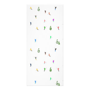Winter Alpine Skiers Skiing Ski Skis Pattern Rack Card
