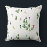 Winter Alpine Skiers Skiing Ski Skis Pattern Throw Pillow<br><div class="desc">Cool winter themed skier pattern design with skiers skiing down alpine ski resort slopes among snow covered fir trees in alps. Freeride skiers are wearing colourful vintage retro ski suits, skiing downhill with skis on a white snowy mountain landscape background. Wonderful winter sport fun gift for a skier in your...</div>