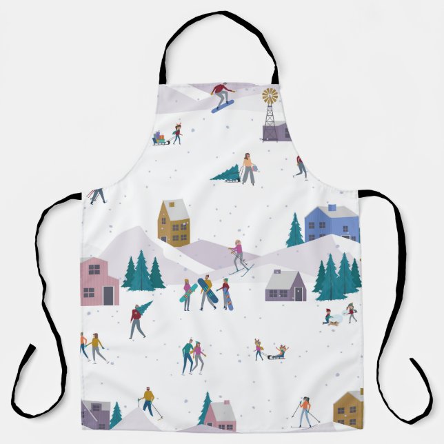 Winter Alps holidays: active people seamless Apron (Front)