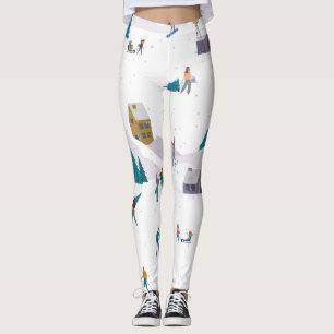 Winter Alps holidays: active people seamless Leggings