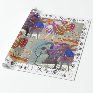 WINTER AND FALL ART DECO BEAUTY FASHION ,white Wrapping Paper