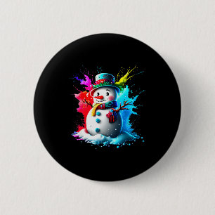 Winter And Snow Christmas A Coloured Snowman  2 Inch Round Button