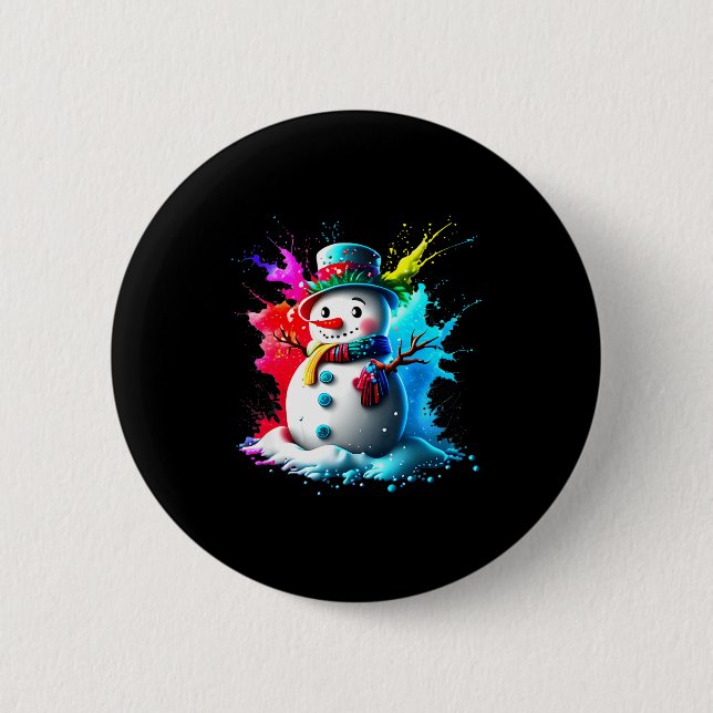 Winter And Snow Christmas A Coloured Snowman  2 Inch Round Button (Front)