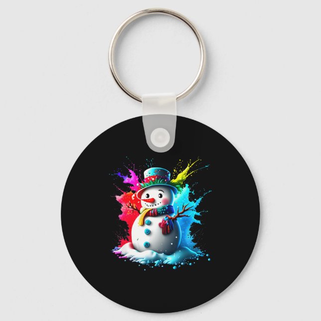 Winter And Snow Christmas A Coloured Snowman  Keychain (Front)