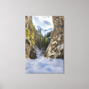 Winter and spring valley and mountains canvas print